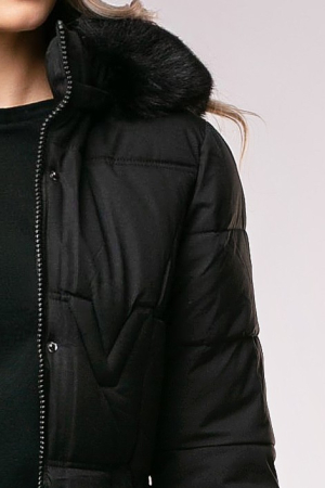 Geaca Nona negră din fâș cu glugă [6]