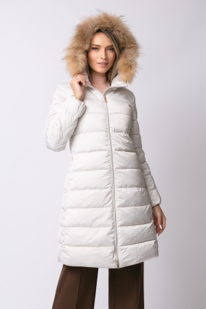 Geacă Rafaela MADZERINI albă de iarnă, impermeabilă cu blană naturală [5]