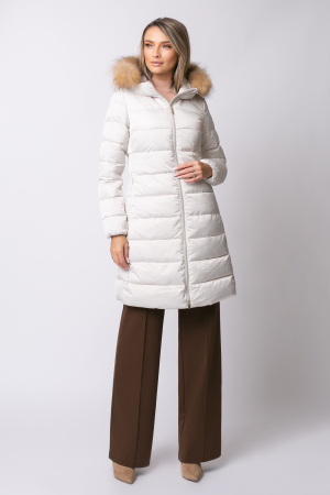 Geacă Rafaela MADZERINI albă de iarnă, impermeabilă cu blană naturală [6]