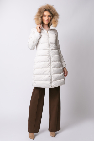 Geacă Rafaela MADZERINI albă de iarnă, impermeabilă cu blană naturală [2]