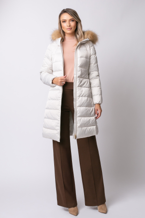 Geacă Rafaela MADZERINI albă de iarnă, impermeabilă cu blană naturală [4]