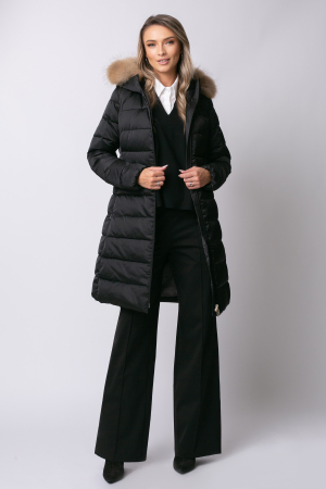 Geacă Rafaela MADZERINI neagră de iarnă, impermeabilă cu blană naturală [1]