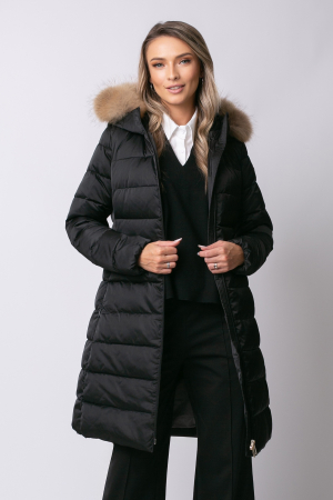 Geacă Rafaela MADZERINI neagră de iarnă, impermeabilă cu blană naturală [2]