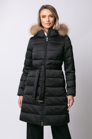 PALTOANE, GECI ȘI VESTE - Geacă Rafaela MADZERINI neagră de iarnă, impermeabilă cu blană naturală