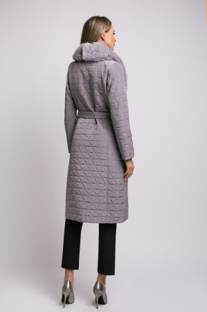 Geacă Sena gri din fâș cu guler detașabil din blană [8]