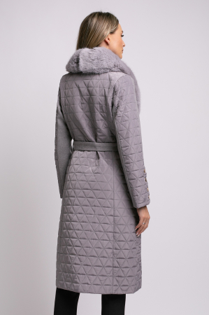 Geacă Sena gri din fâș cu guler detașabil din blană [3]