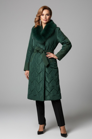 Geacă Viada verde accesorizată cu guler din blană naturală detașabil [1]