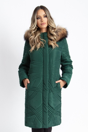 PALTOANE, GECI ȘI VESTE - Geacă Viada verde accesorizată cu blană naturală