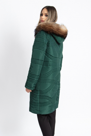Geacă Viada verde accesorizată cu blană naturală [2]