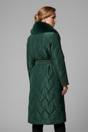 Geacă Viada verde accesorizată cu guler din blană naturală detașabil [2]