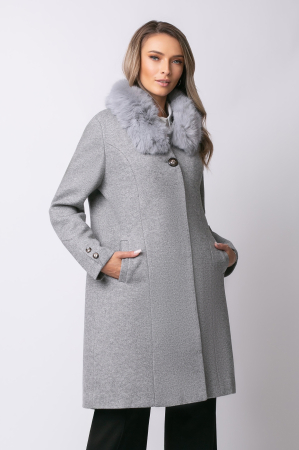 Haină gri mărime mare cu blană la guler [3]