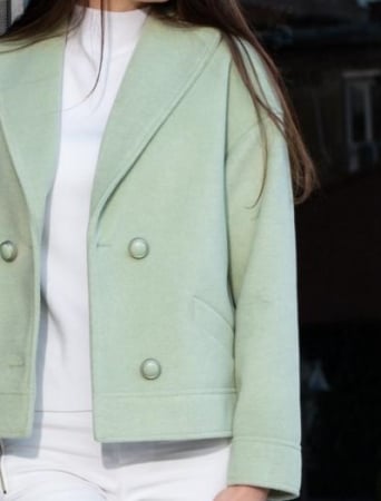 Haină Luana verde din lână cu guler tip rever [3]