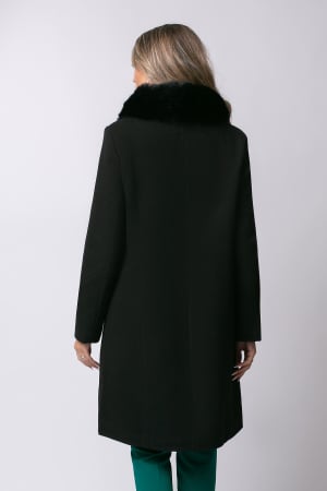 Haină neagră mărime mare cu blană la guler [3]