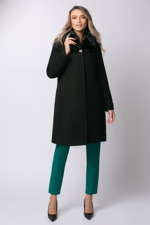 Haină neagră mărime mare cu blană la guler [5]