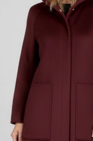 Haină scurtă Viada bordo din lână cu glugă [3]