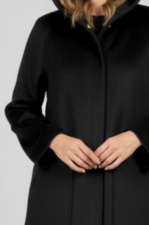 Haină scurtă Viada neagră din lână cu glugă [4]