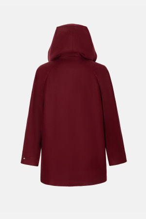 Haină scurtă Viada bordo din lână cu glugă [5]
