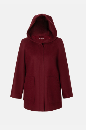Haină scurtă Viada bordo din lână cu glugă [1]