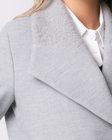 Haină SENTIERRI gri din lână încheiată în nasturi [6]