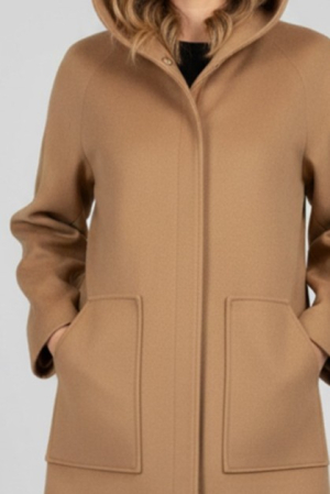 Haină scurtă Viada bej din lână cu glugă [1]