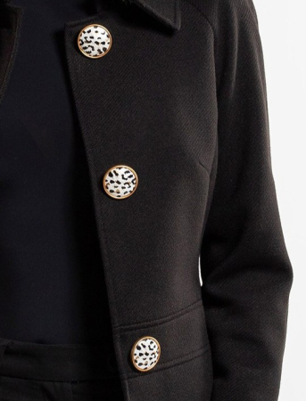 Haină SENTIERRI negru din lână cu nasturi animal print [1]