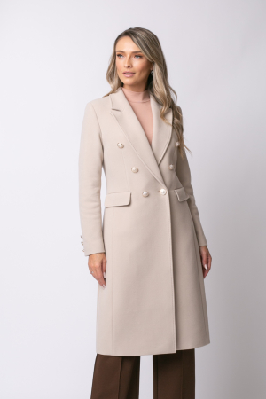 Palton Alis bej din lână cu rever PALTOANE, GECI ȘI VESTE - Palton Alis bej din lână cu rever