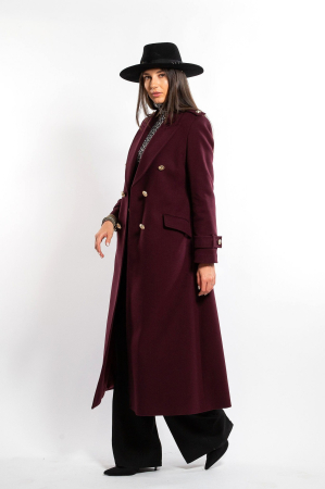 Palton SENTIERRI burgund din lână cu rever [1]