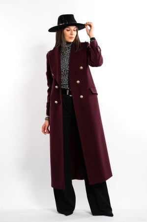Palton SENTIERRI burgund din lână cu rever PALTOANE, GECI ȘI VESTE - Palton SENTIERRI burgund din lână cu rever