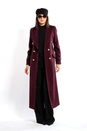 Palton SENTIERRI burgund din lână cu rever [4]