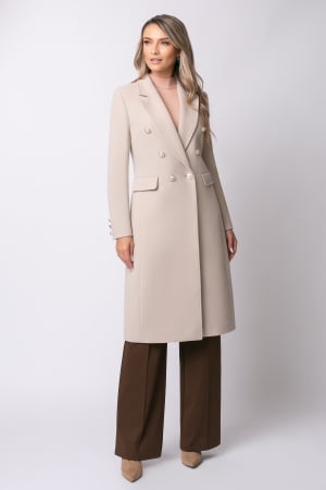 Palton Alis bej din lână cu rever [5]