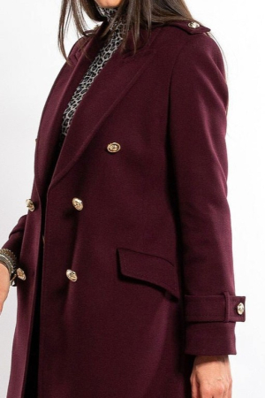 Palton SENTIERRI burgund din lână cu rever [5]