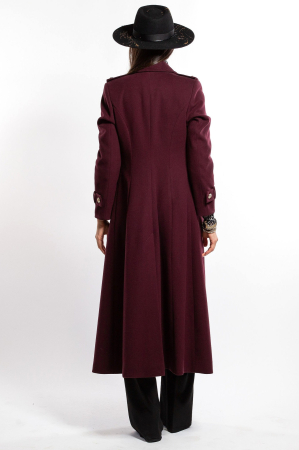 Palton SENTIERRI burgund din lână cu rever [3]