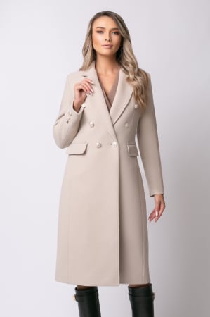 VEZI TOATE NOUTĂȚILE - Palton Alis bej din lână cu rever