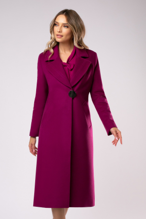 PALTOANE - Palton Carmina din lână fucsia cu rever