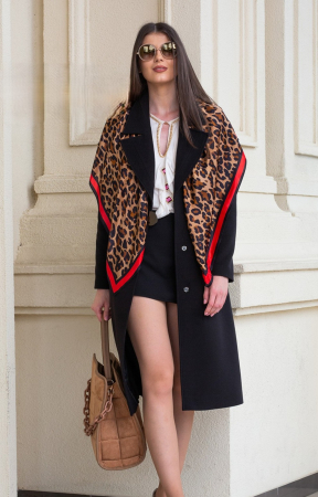 Palton Carmina din lână negru cu rever [1]