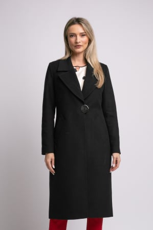 PALTOANE, GECI ȘI VESTE - Palton Carmina din lână negru cu rever