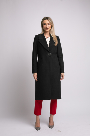 Palton Carmina din lână negru cu rever [3]