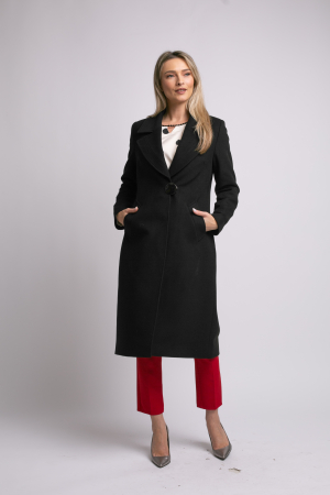 Palton Carmina din lână negru cu rever [2]