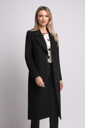 Palton Carmina din lână negru cu rever [5]