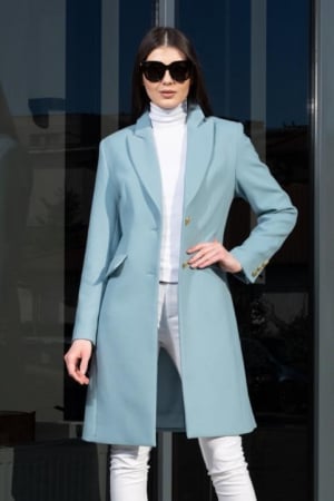 Pardesiu Carol blue din lână cu nasturi [3]