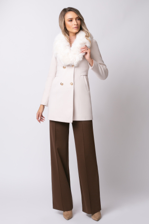 Palton Lumi alb cu blană detașabilă la guler [4]