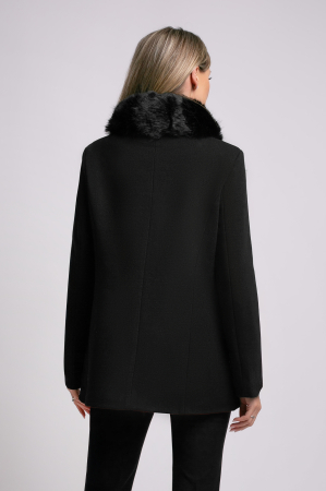 Palton negru mărime mare accesorizat cu blană detașabilă la guler [3]