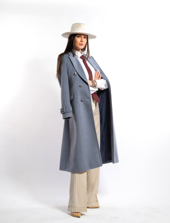 Palton SENTIERRI bleu din lână cu epoleți [4]