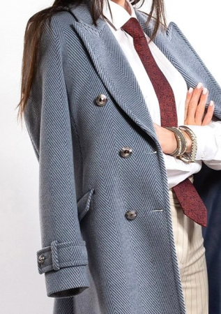 Palton SENTIERRI bleu din lână cu epoleți [1]