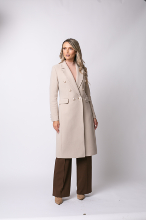 Palton Alis bej din lână cu rever [3]