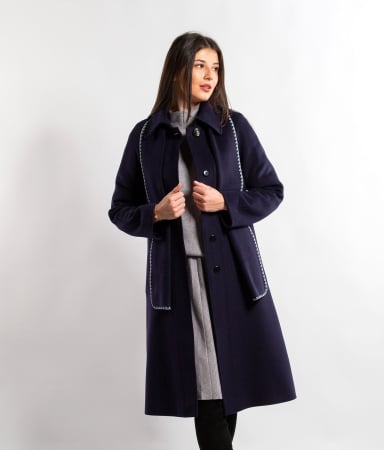 PALTOANE, GECI ȘI VESTE - Palton Sentierri bleumarin mărime mare accesorizat cu eșarfă