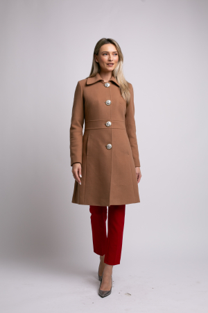 Palton SENTIERRI camel din lână cu nasturi animal print [3]