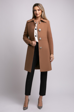 Palton SENTIERRI camel din lână cu nasturi animal print [1]