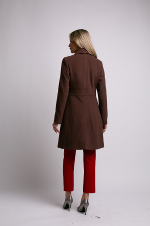 Palton SENTIERRI maro din lână cu nasturi animal print [3]