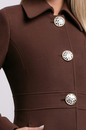 Palton SENTIERRI maro din lână cu nasturi animal print [3]